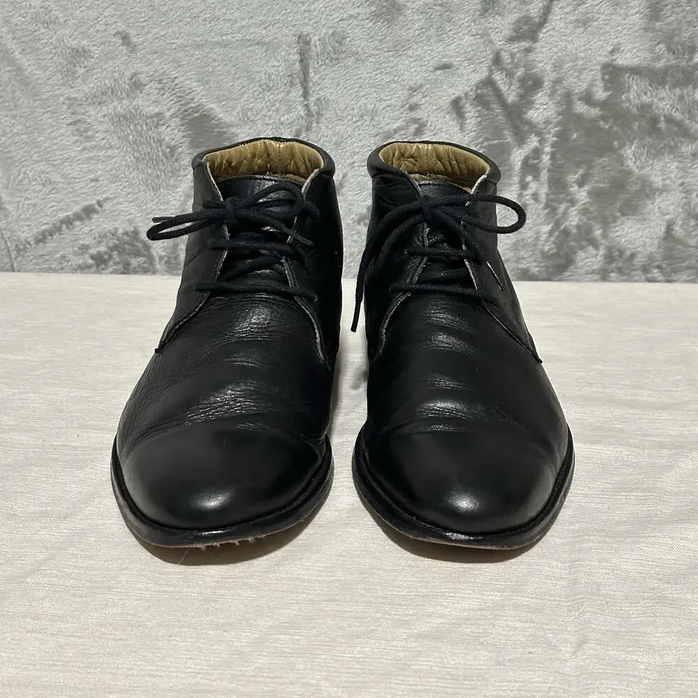 Vintage Laurent Effel Chukka Boots Mens Sz 42 Black Italian Leather Quiet Luxury